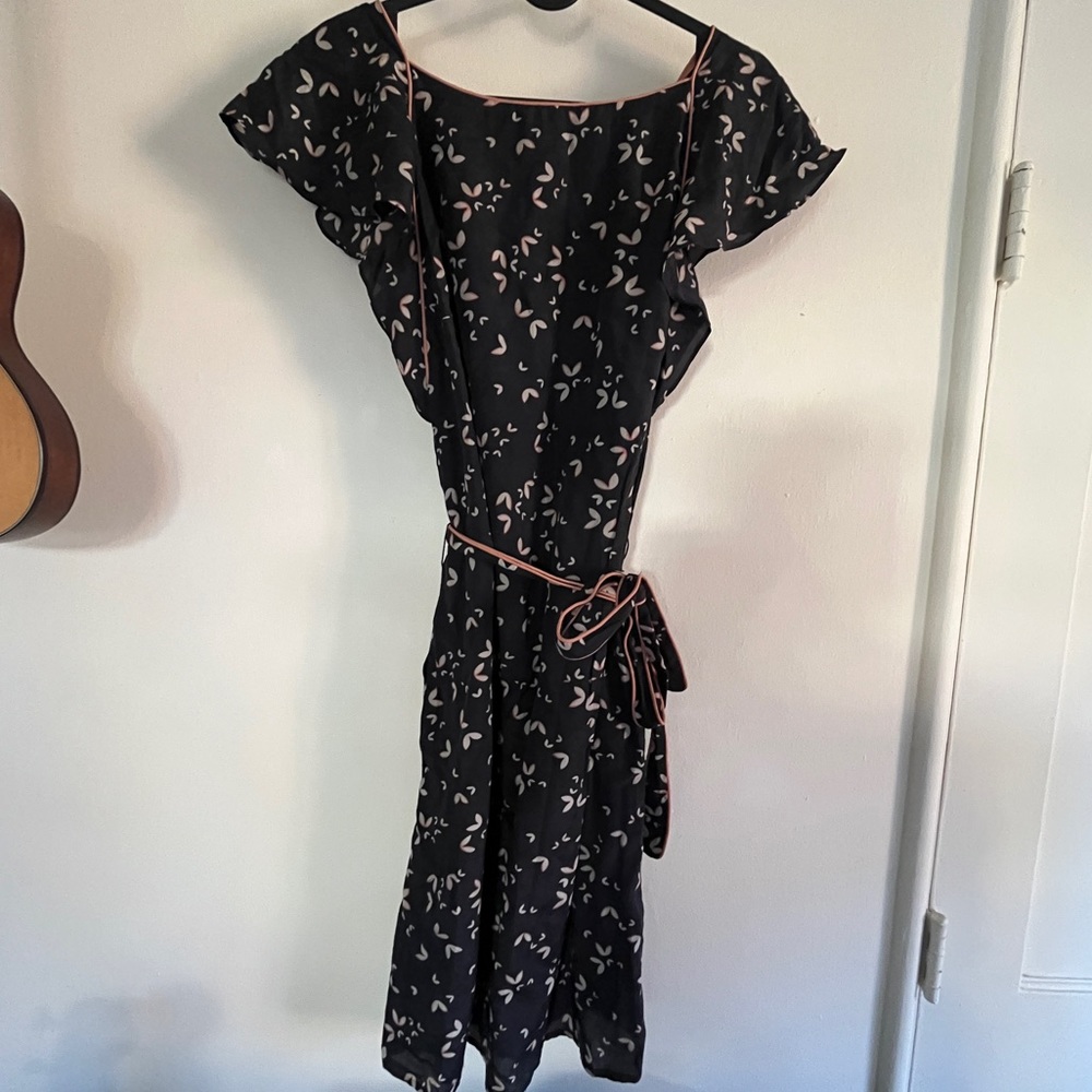 Navy Blue Dress with Flutter Sleeves